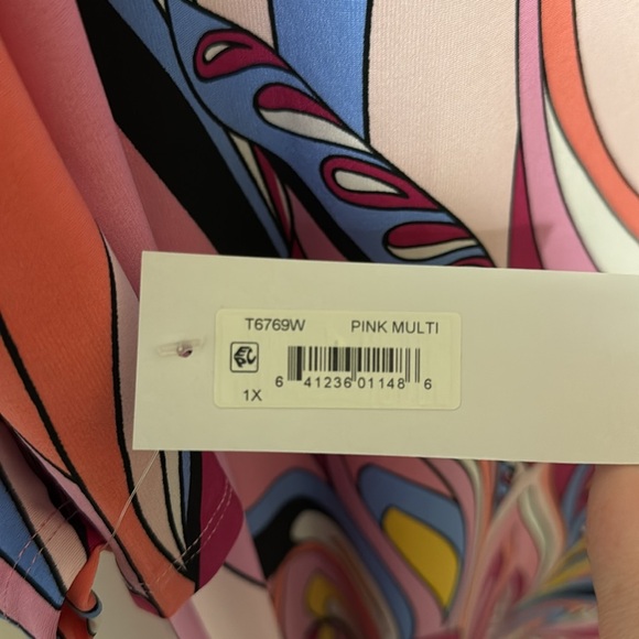 NWT London Times Swirl 3/4 Length Sleeve Shift Dress Pink Print - Picture 10 of 12